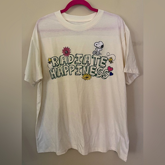 Peanuts Snoopy Radiate Happiness White Floral Short Sleeve Tee Size 2X NWOT - Picture 1 of 5